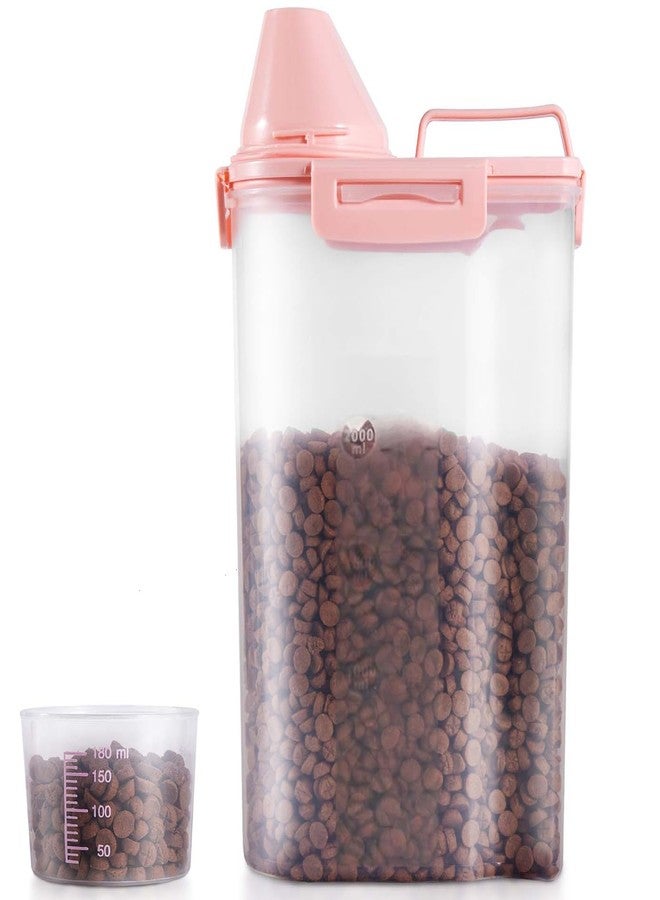 SenseYo 2.5lb Pet Food Storage Container with Measuring Cup, 3L Cat Food Storage Container Dog Food Storage BPA Free for Small Dog, Cat, Bird (Pink) - Image 1